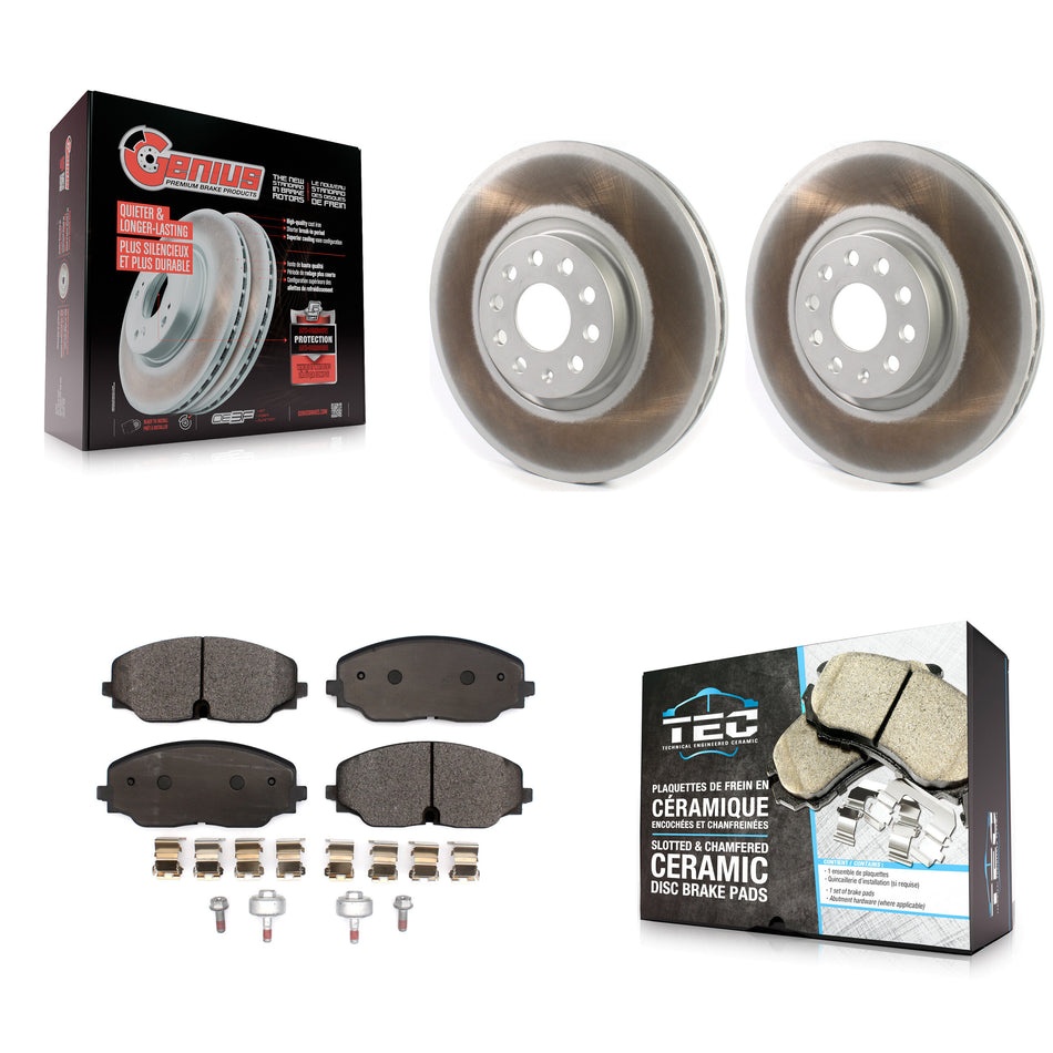 Front Coated Disc Brake Rotors And Ceramic Pads Kit For Volkswagen Atlas Cross Sport KGT-102257