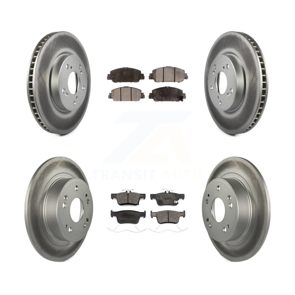 Front Rear Coated Disc Brake Rotors And Ceramic Pads Kit For Honda Accord KGT-102270