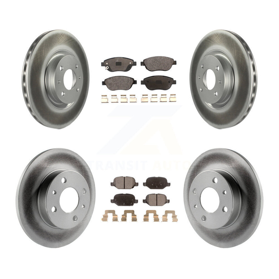 Front Rear Coated Brake Rotor & Ceramic Pad Kit For Fiat 500 Turbocharged with GAS engine KGT-102273