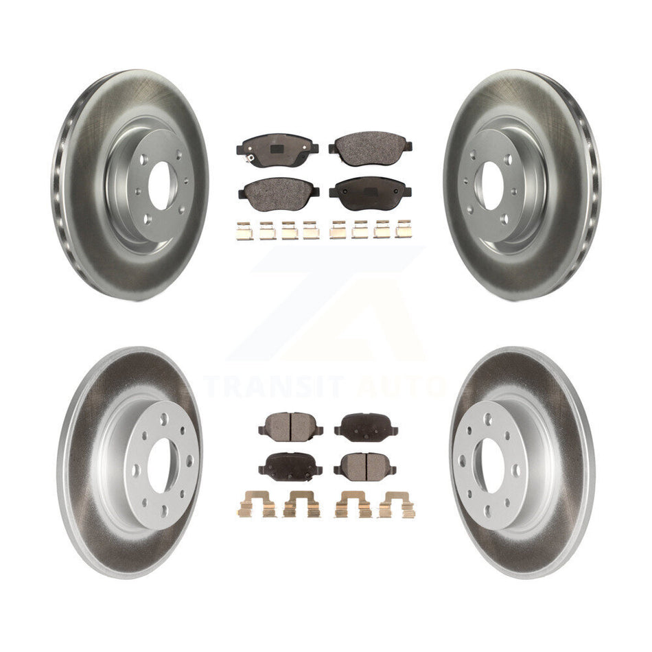 Front Rear Coated Brake Rotor & Ceramic Pad Kit For Fiat 500 Turbocharged with GAS engine KGT-102274