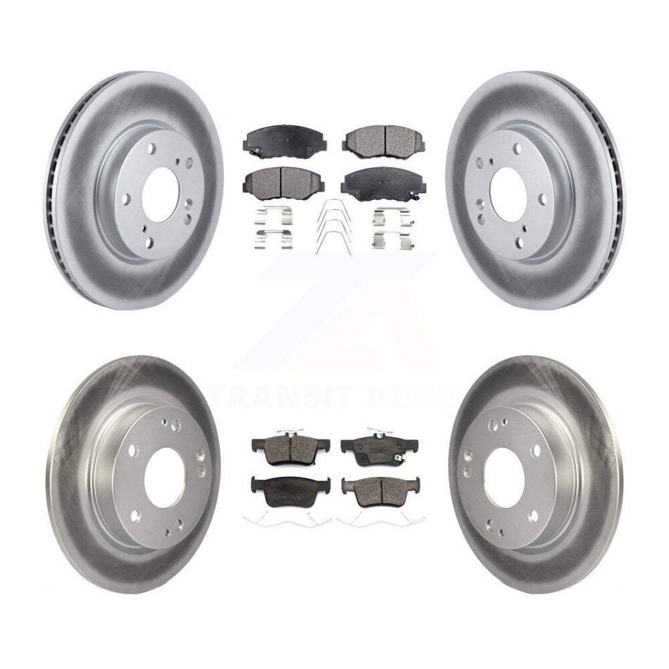 Front Rear Coated Disc Brake Rotors And Ceramic Pads Kit For Honda Civic KGT-102277