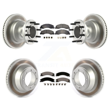 Front Rear Coated Disc Brake Rotors And Ceramic Pads Kit For Ford E-450 Super Duty KGT-102347