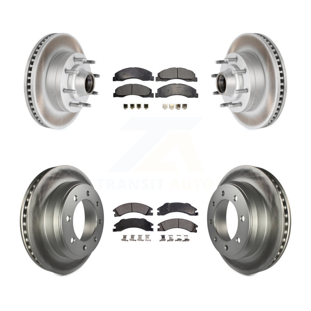 Front Rear Coated Disc Brake Rotors Ceramic Pad Kit For Ford E-350 Super Duty E-250 E-150 KGT-102348