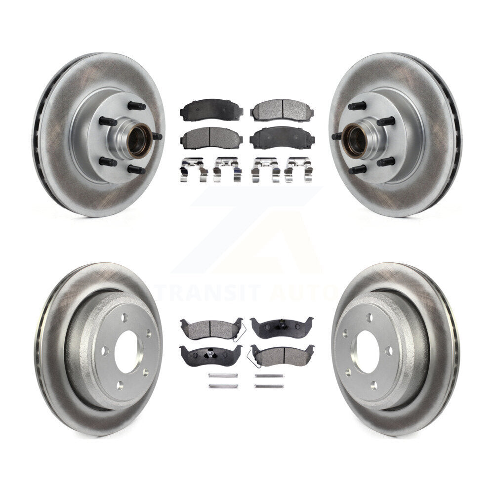 Front Rear Coated Disc Brake Rotors And Ceramic Pads Kit For 2010-2011 Ford Ranger RWD KGT-102351