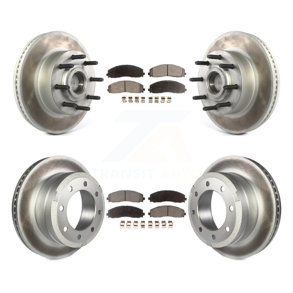 Front Rear Coated Disc Brake Rotors And Ceramic Pads Kit For Ford F-350 Super Duty F-250 KGT-102353