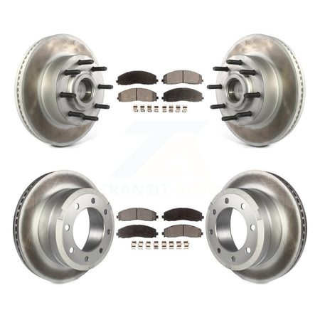 Front Rear Coated Disc Brake Rotors And Ceramic Pads Kit For Ford F-350 Super Duty F-250 KGT-102353