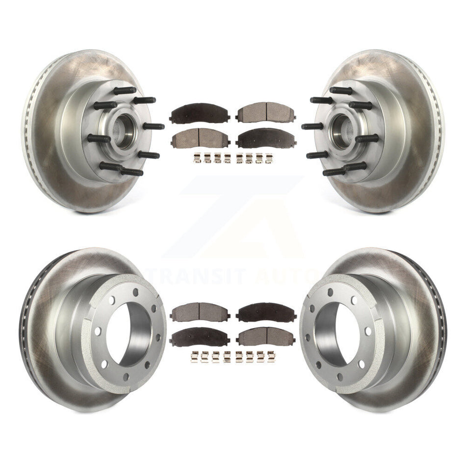 Front Rear Coated Disc Brake Rotors And Ceramic Pads Kit For Ford F-350 Super Duty F-250 KGT-102353