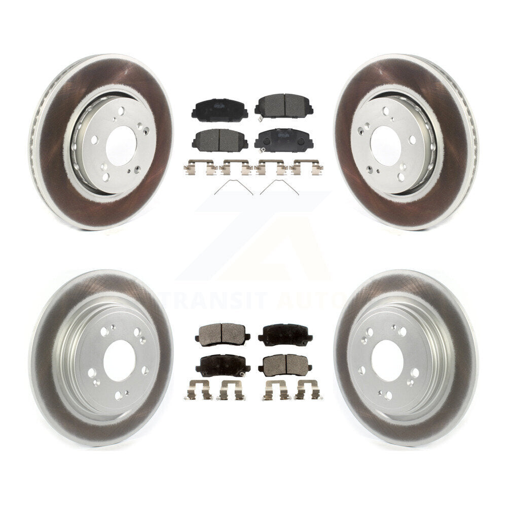 Front Rear Coated Disc Brake Rotors And Ceramic Pads Kit For Acura RLX KGT-102363
