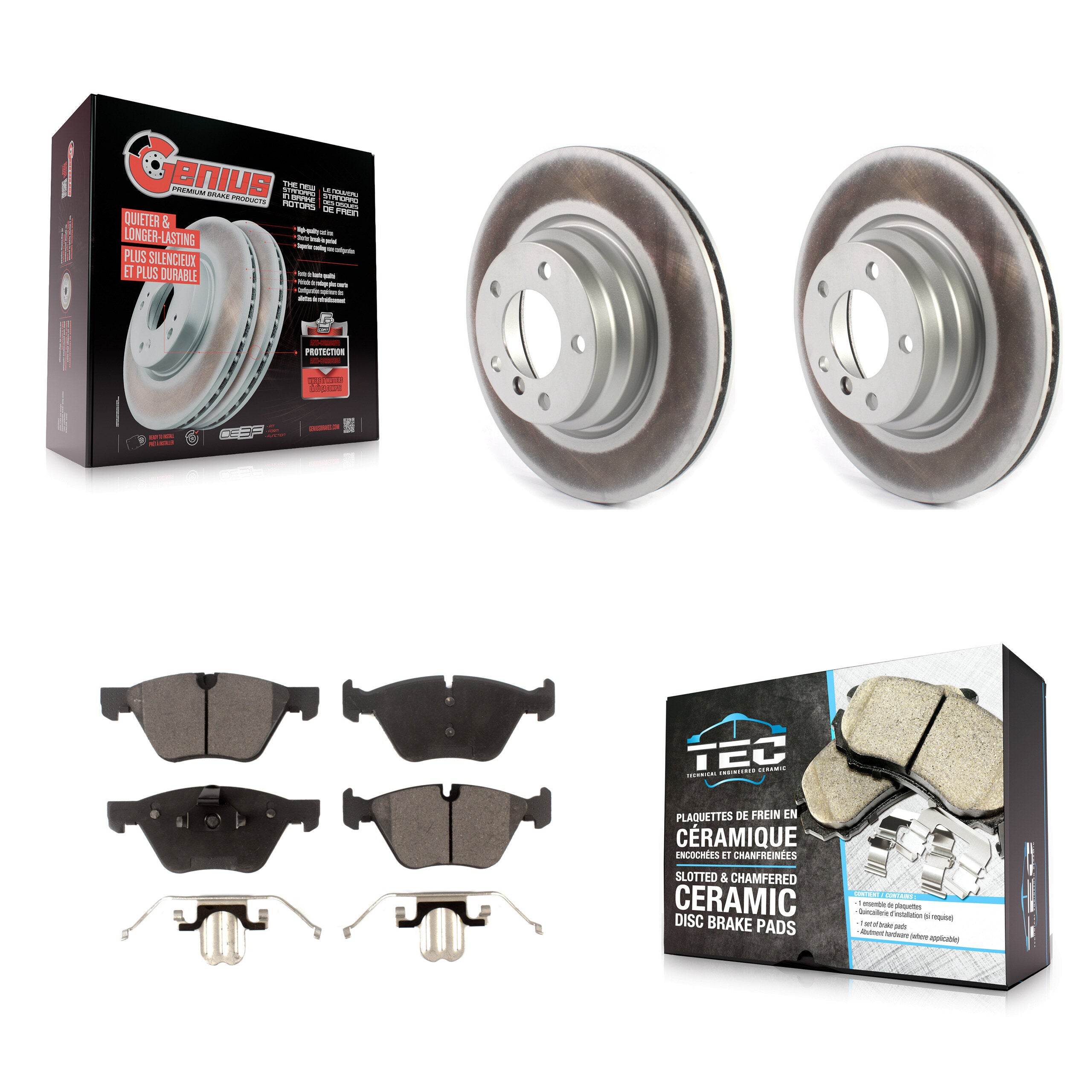 Front Coated Disc Brake Rotors And Ceramic Pads Kit For BMW X1 330i 330xi KGT-102367