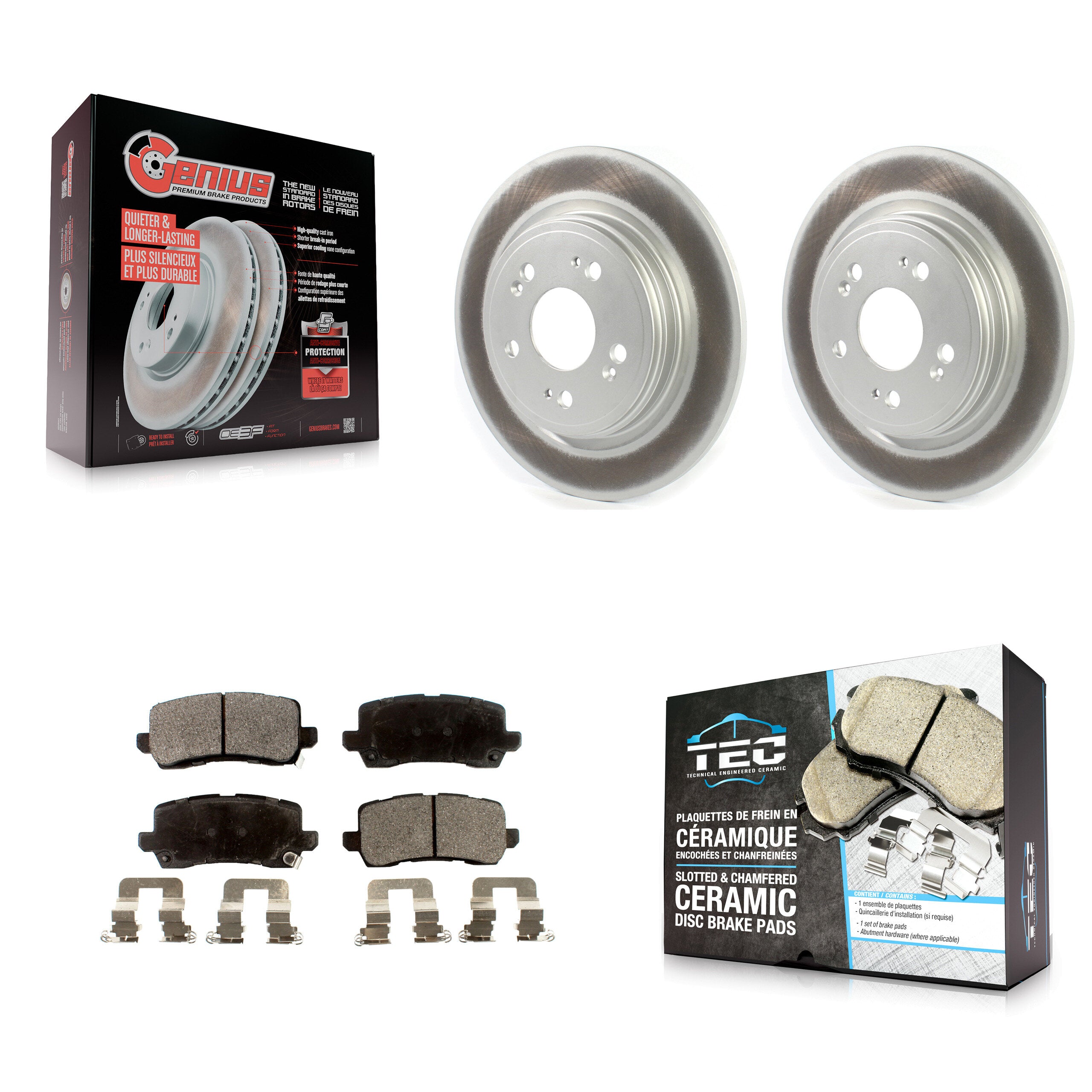 Rear Coated Disc Brake Rotors And Ceramic Pads Kit For 2014-2020 Acura RLX KGT-102373