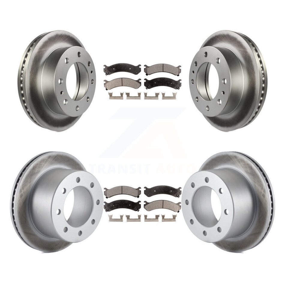 Front Rear Coated Brake Rotors Ceramic Pad Kit For Chevrolet GMC Silverado 3500 Sierra HD KGT-102377