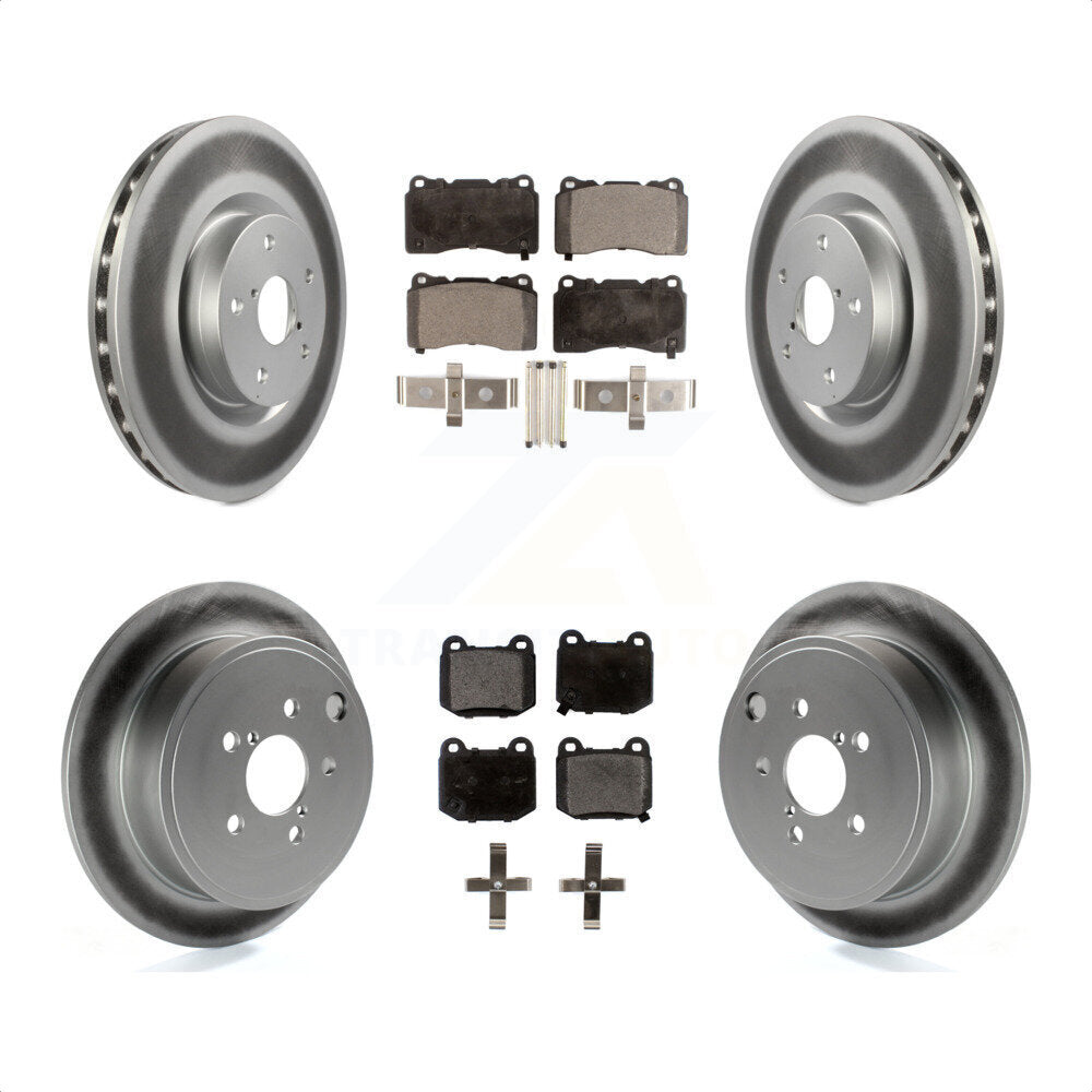 Front Rear Coated Brake Rotor Ceramic Pad Kit For 2014 Subaru WRX With 17\\" Factory Wheels KGT-102380