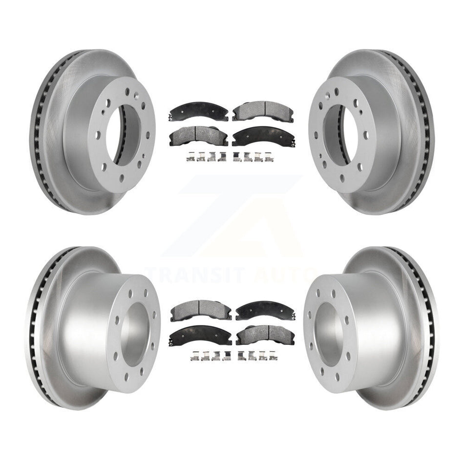Front Rear Coated Brake Rotors Ceramic Pad Kit For GMC Sierra 3500 HD Chevrolet Silverado KGT-102386