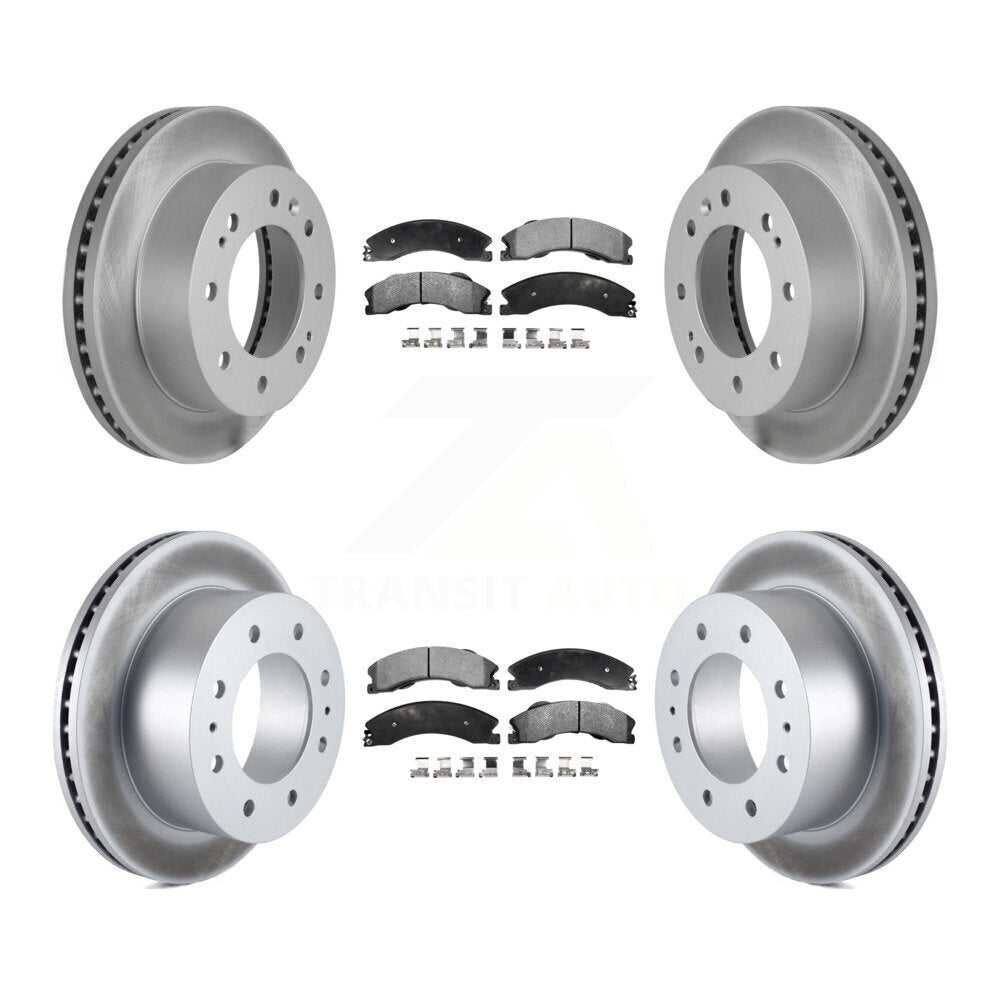 Front Rear Coated Brake Rotors Ceramic Pad Kit For GMC Chevrolet Sierra 2500 HD Silverado KGT-102387