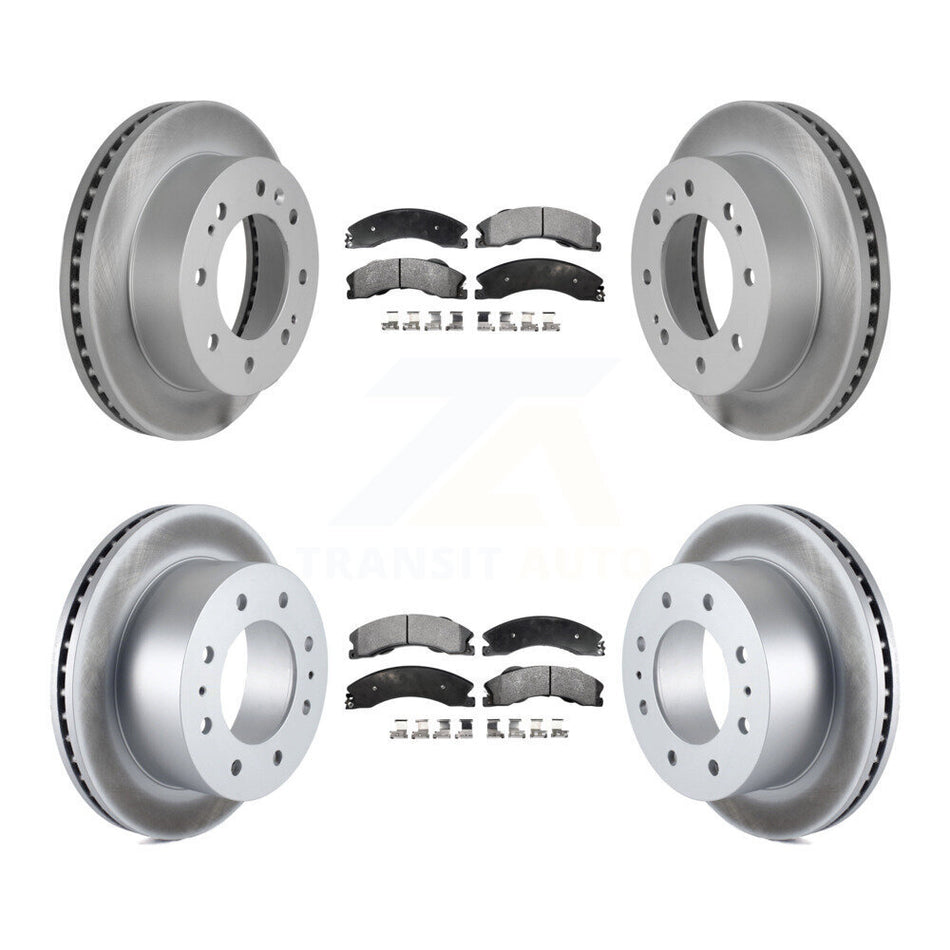 Front Rear Coated Brake Rotors Ceramic Pad Kit For GMC Chevrolet Sierra 2500 HD Silverado KGT-102387
