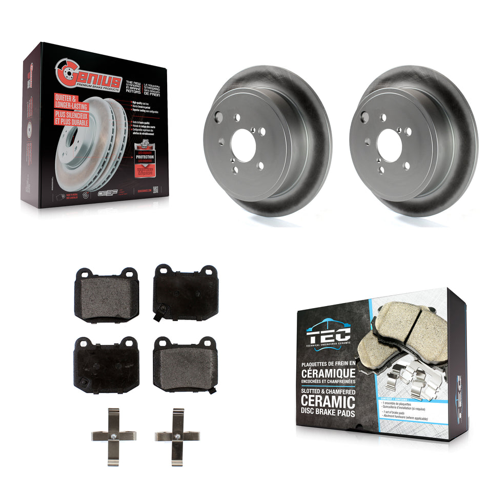 Rear Coated Disc Brake Rotors Ceramic Pad Kit For 2014 Subaru WRX With 17" Factory Wheels KGT-102389