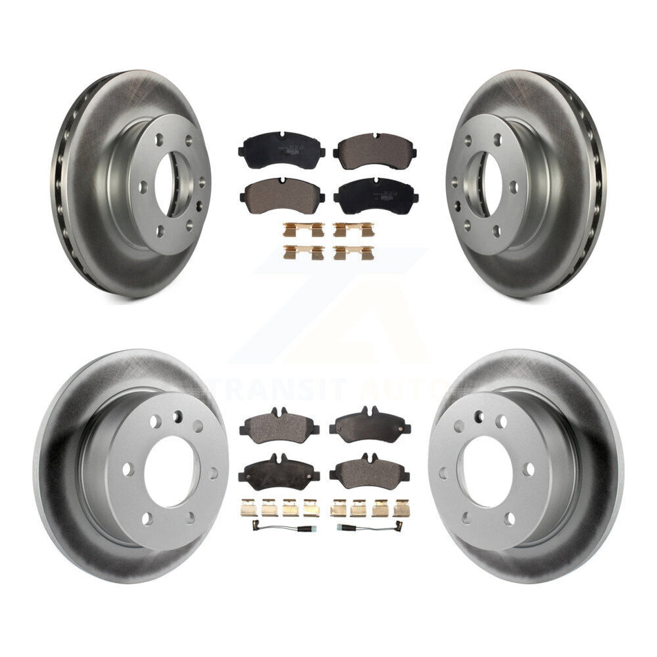 Front Rear Coated Disc Brake Rotor & Ceramic Pad Kit For Dodge Sprinter 3500 Freightliner KGT-102395