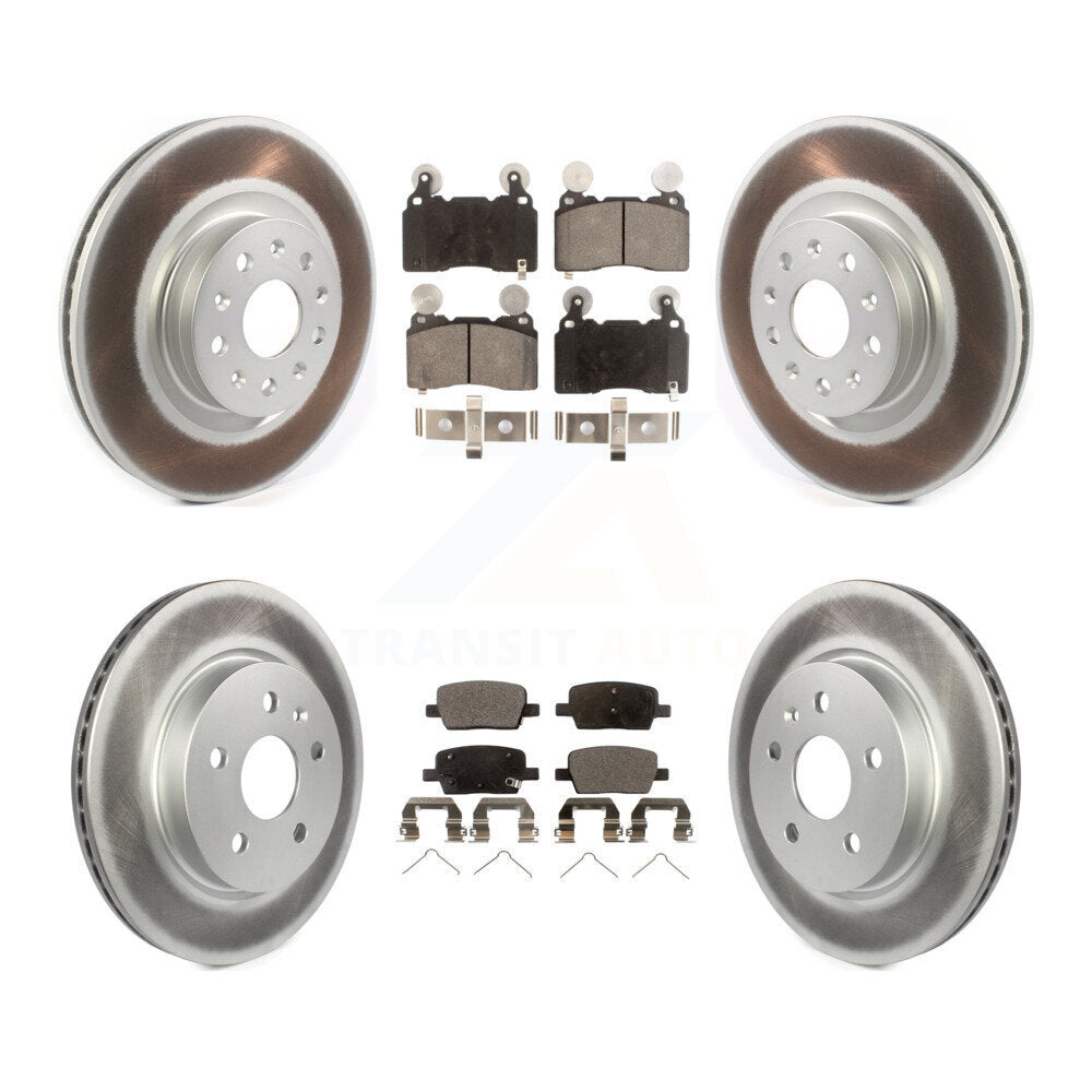 Front Rear Coated Disc Brake Rotors And Ceramic Pads Kit For Cadillac CT6 KGT-102397