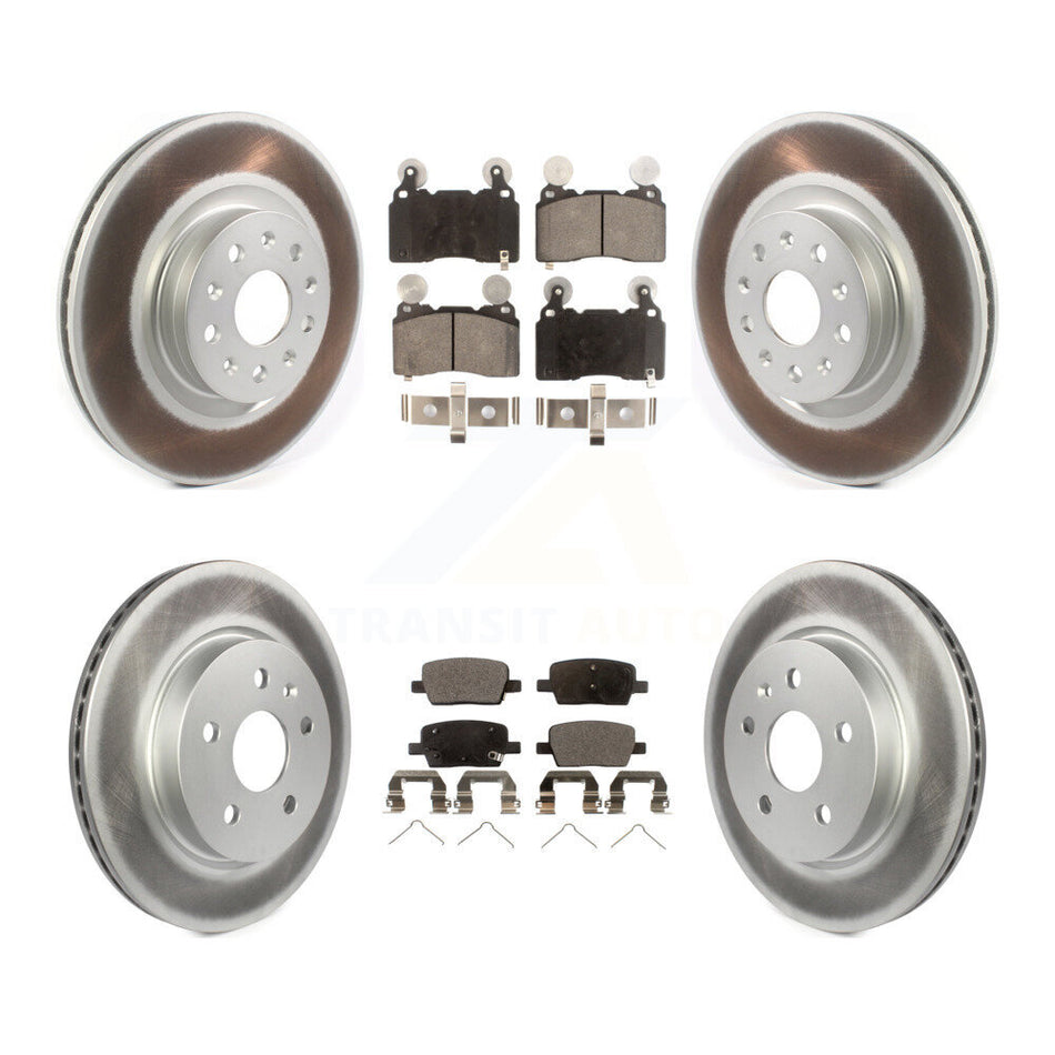 Front Rear Coated Disc Brake Rotors And Ceramic Pads Kit For Cadillac CT6 KGT-102397