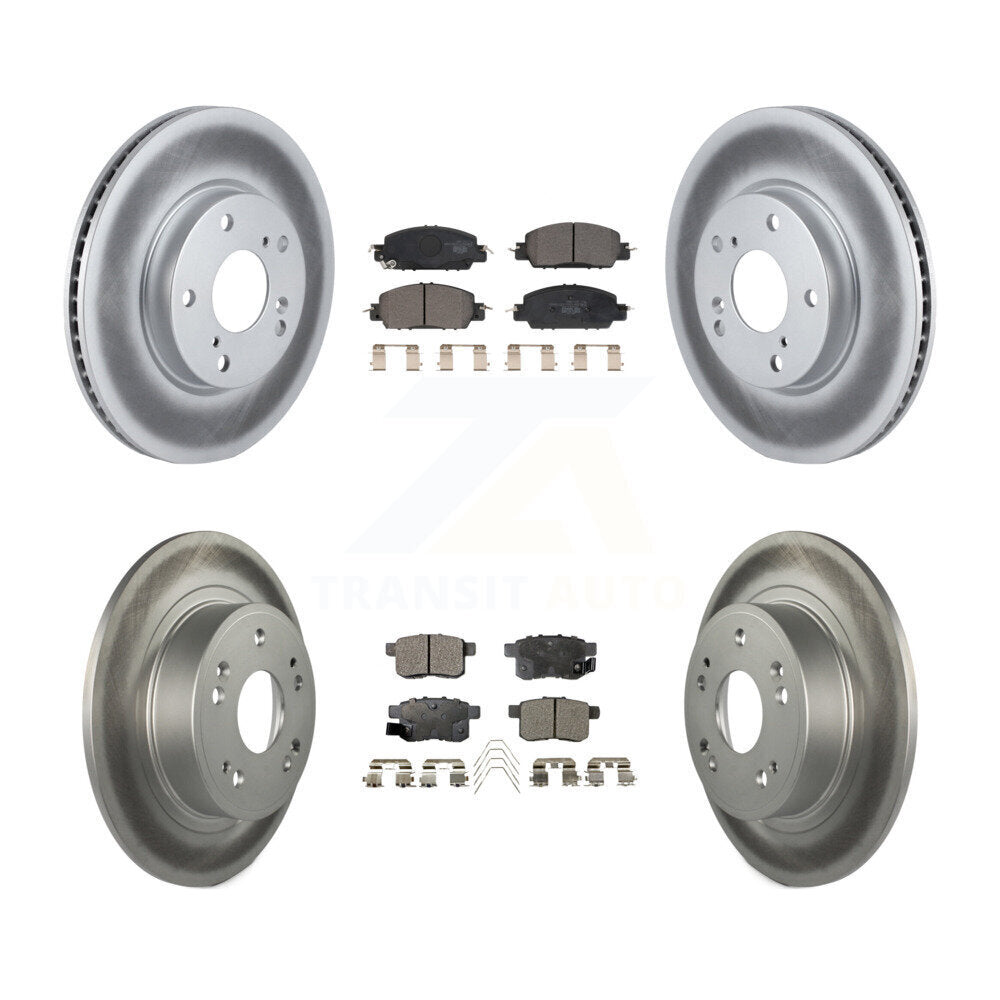Front Rear Coated Disc Brake Rotors And Ceramic Pads Kit For 2017 Honda Accord LX-S KGT-102411