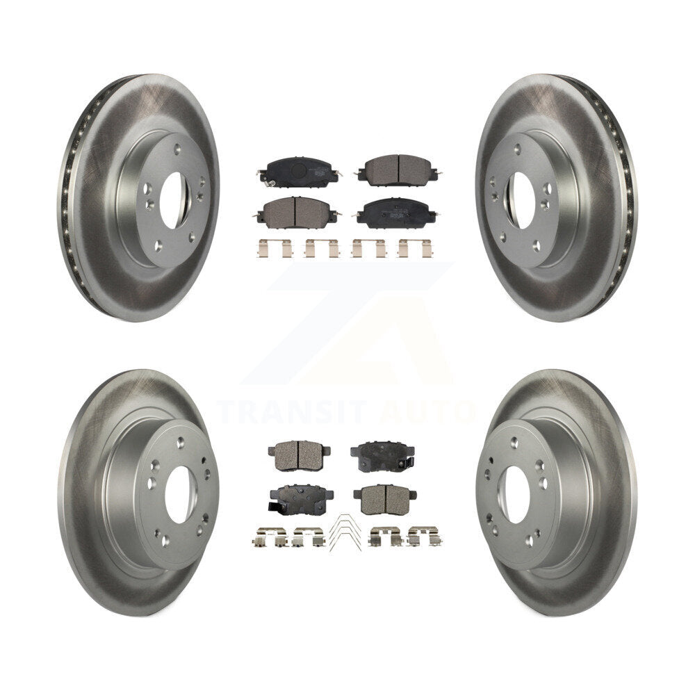 Front Rear Coated Disc Brake Rotor & Ceramic Pad Kit For 2016 Honda Accord LX-S with 2.4L KGT-102412