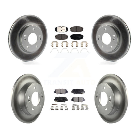 Front Rear Coated Disc Brake Rotors And Ceramic Pads Kit For 2014-2016 Kia Soul KGT-102414