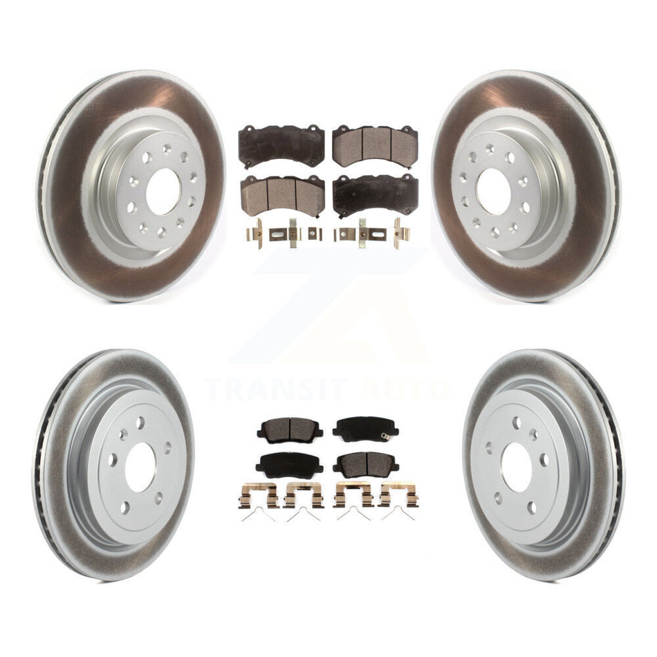 Front Rear Coated Disc Brake Rotors And Ceramic Pads Kit For Cadillac CTS KGT-102421
