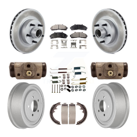 Front Rear Coated Disc Brake Rotors Ceramic Pads And Drum Kit (9Pc) For Ford Ranger KGT-102446