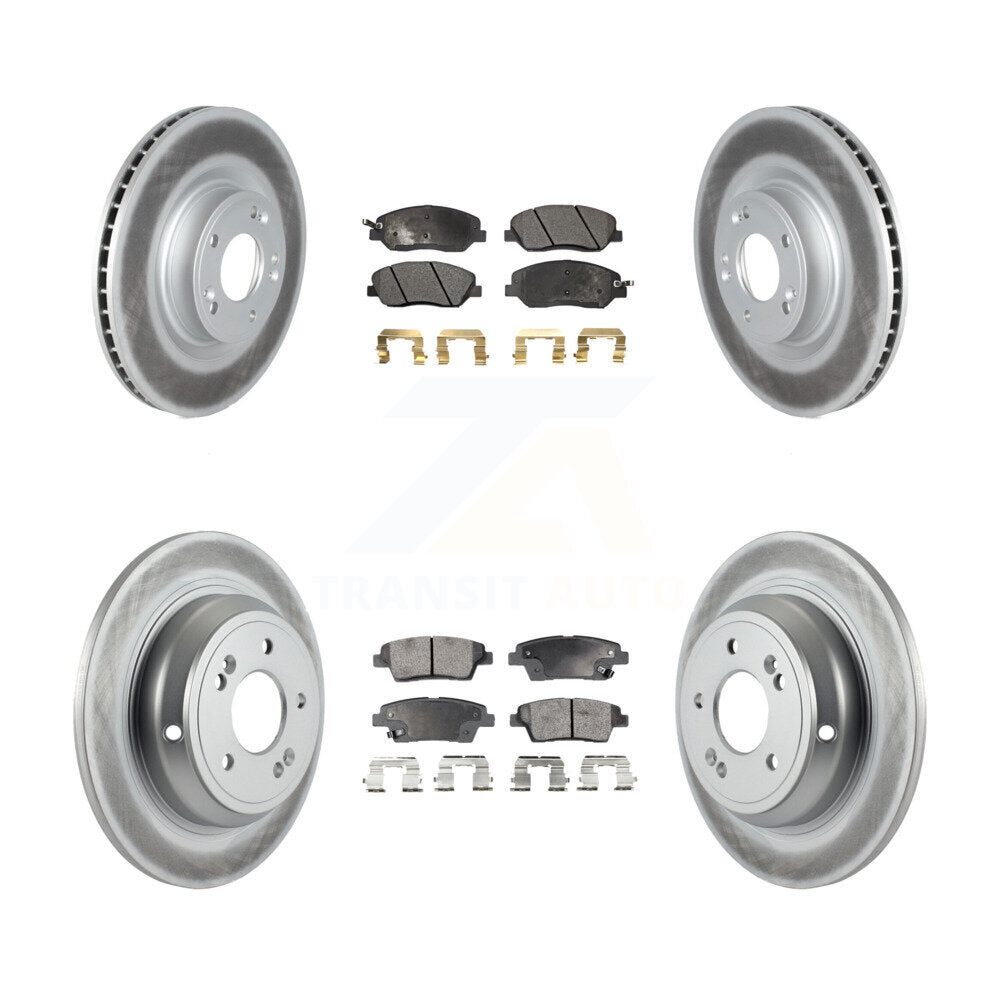 Front Rear Coated Disc Brake Rotors And Ceramic Pads Kit For Hyundai Genesis 3.8L KGT-102461