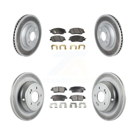 Front Rear Coated Disc Brake Rotors And Ceramic Pads Kit For Hyundai Genesis 3.8L KGT-102461