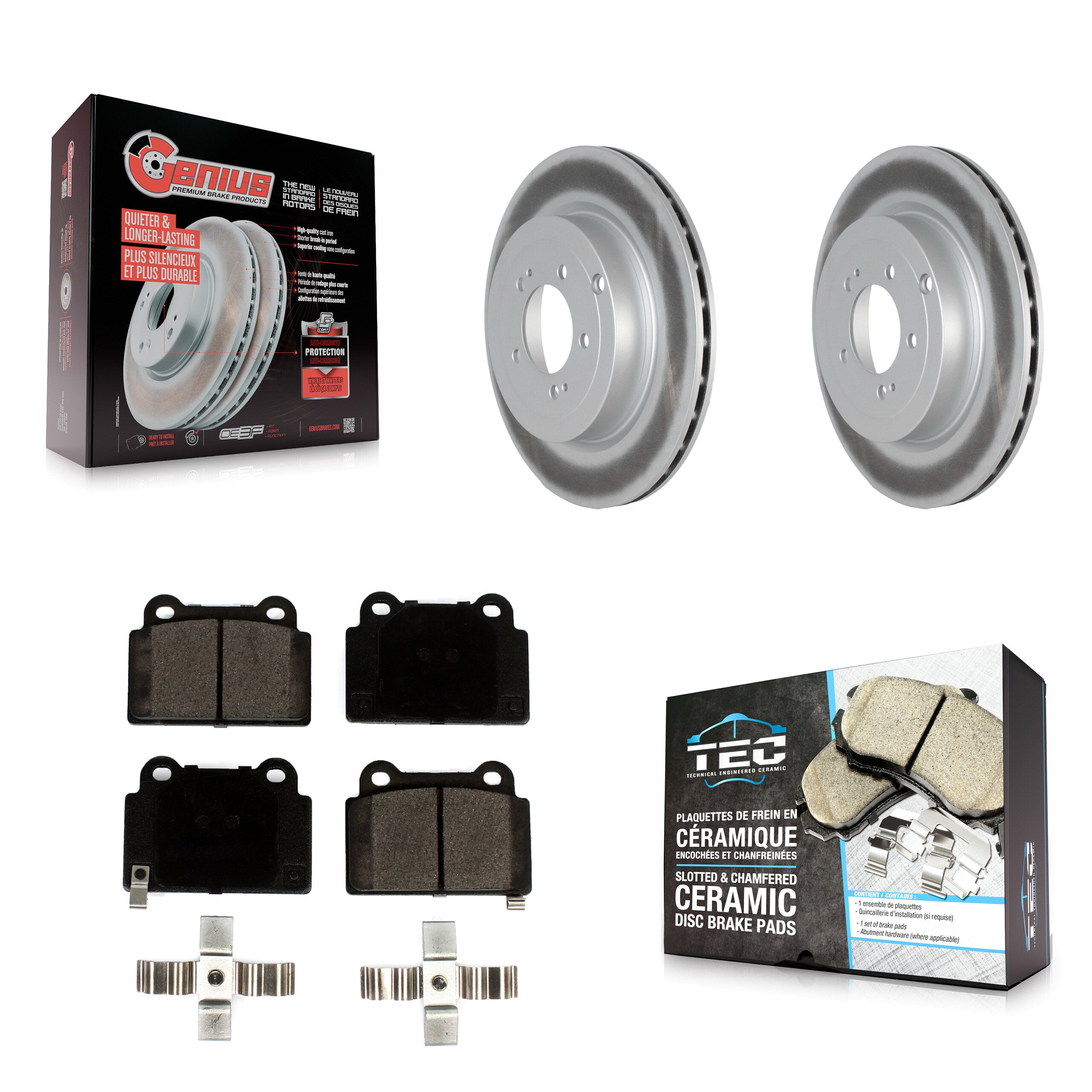 Rear Coated Disc Brake Rotors And Ceramic Pads Kit For Mitsubishi Lancer KGT-102482
