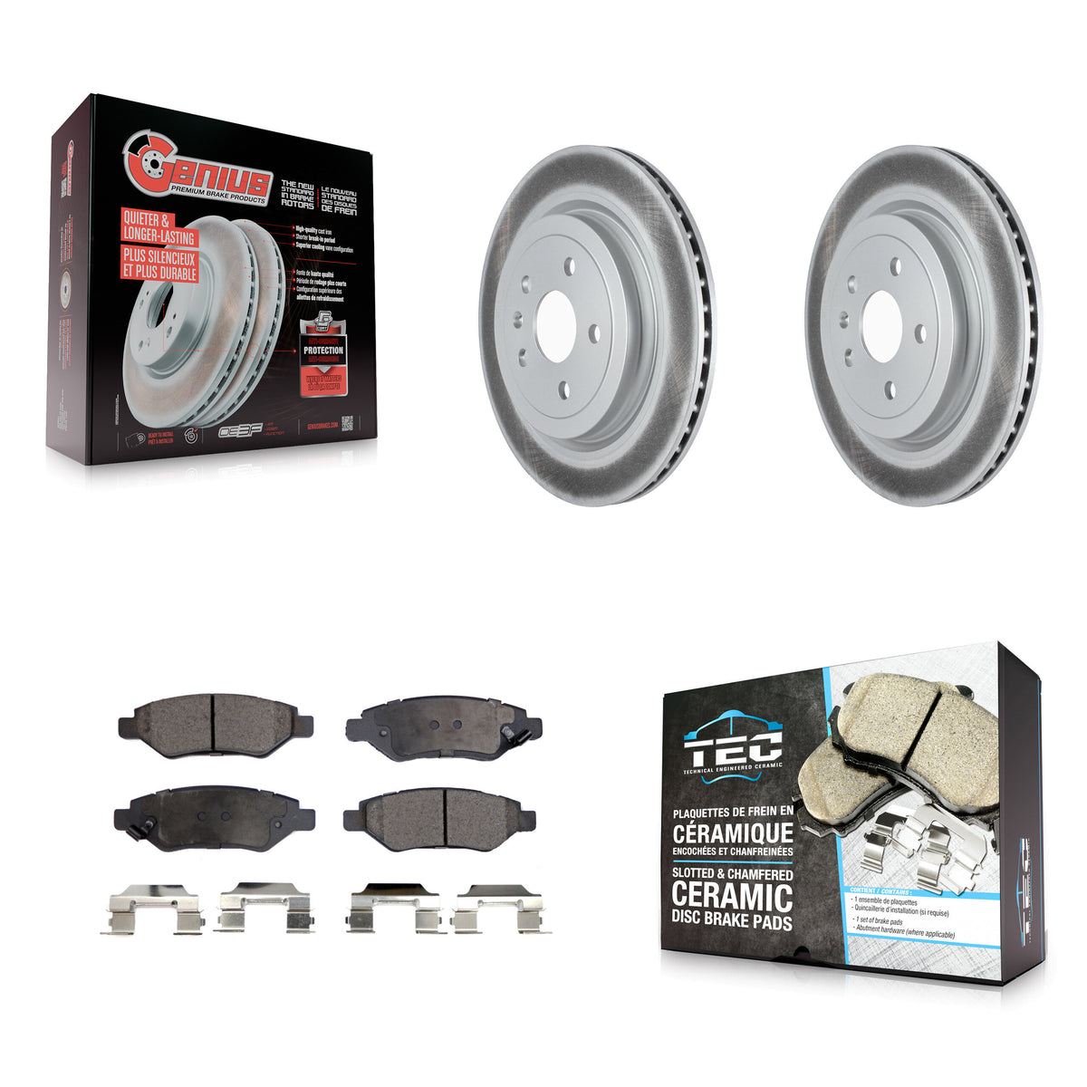 Rear Coated Disc Brake Rotors And Ceramic Pads Kit For Cadillac CTS KGT-102483