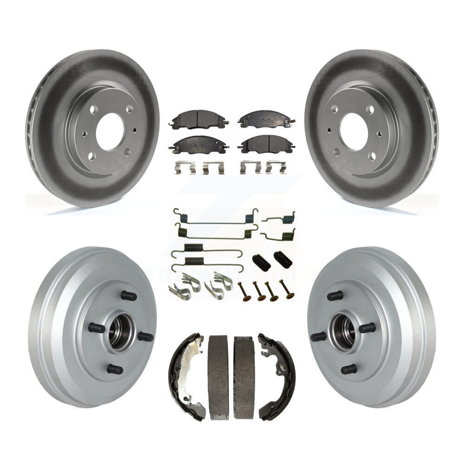 Front Rear Coated Disc Brake Rotors Ceramic Pad & Drum Kit (7Pc) For 2009-2011 Ford Focus KGT-102487