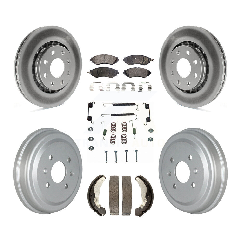 Front Rear Coated Brake Rotor Ceramic Pad Drum Kit (7Pc) For Chevrolet Aveo Pontiac Aveo5 KGT-102489