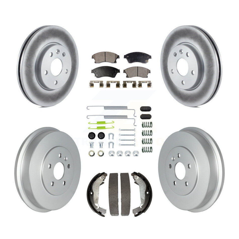 Front Rear Coated Disc Brake Rotor Ceramic Pad Drum Kit (7Pc) For Chevrolet Cruze Limited KGT-102490