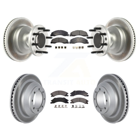 Front Rear Coated Disc Brake Rotors & Ceramic Pad Kit For Ford E-350 Super Duty Econoline KGT-102491