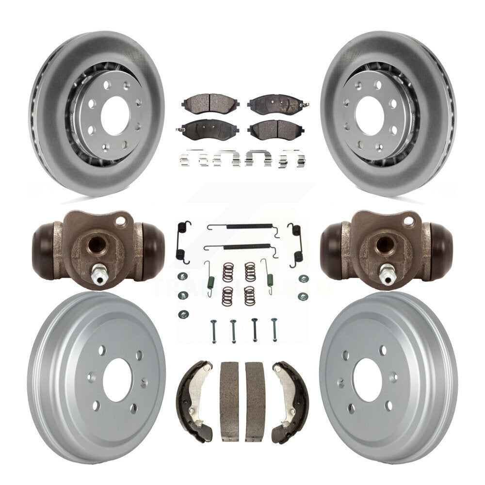 Front Rear Coated Brake Rotor Ceramic Pad Drum Kit (9Pc) For Chevrolet Aveo Pontiac Aveo5 KGT-102492