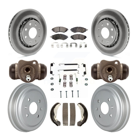 Front Rear Coated Brake Rotor Ceramic Pad Drum Kit (9Pc) For Chevrolet Aveo Pontiac Aveo5 KGT-102492