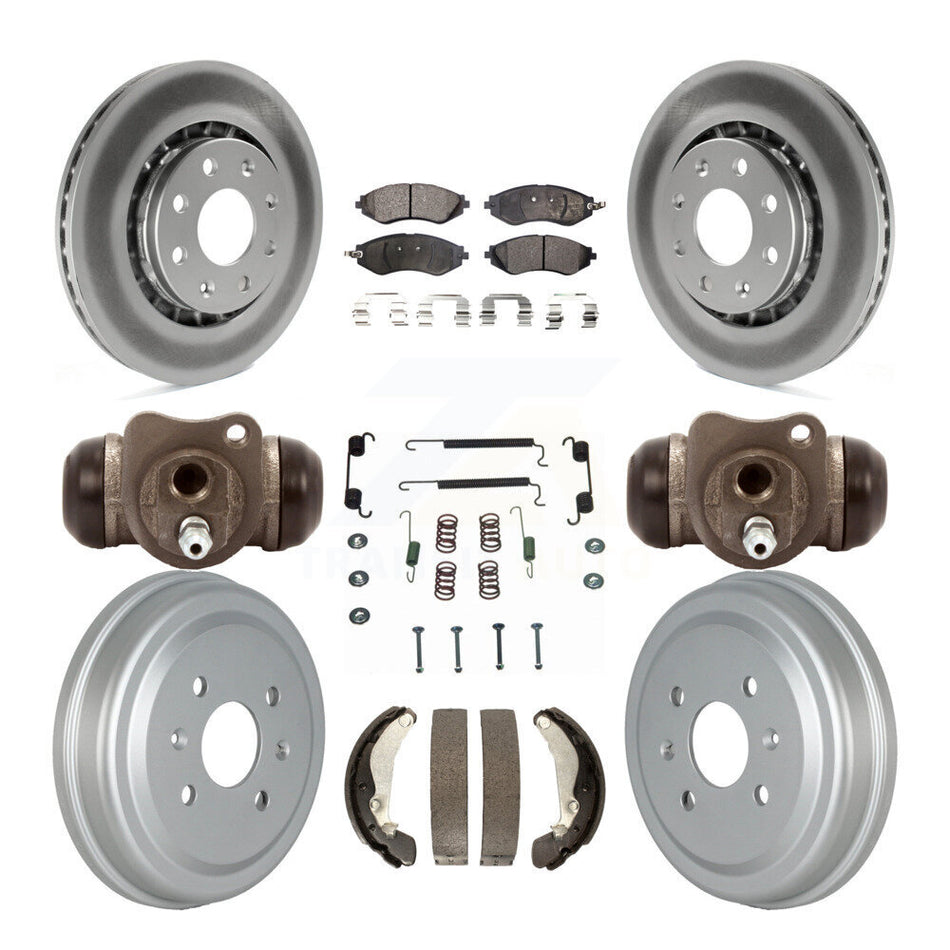 Front Rear Coated Brake Rotor Ceramic Pad Drum Kit (9Pc) For Chevrolet Aveo Pontiac Aveo5 KGT-102492