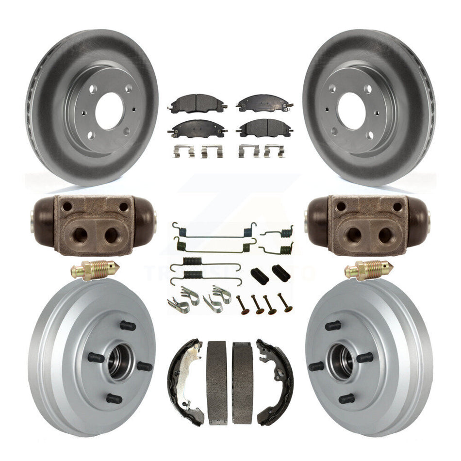 Front Rear Coated Disc Brake Rotors Ceramic Pads And Drum Kit (9Pc) For Ford Focus KGT-102494