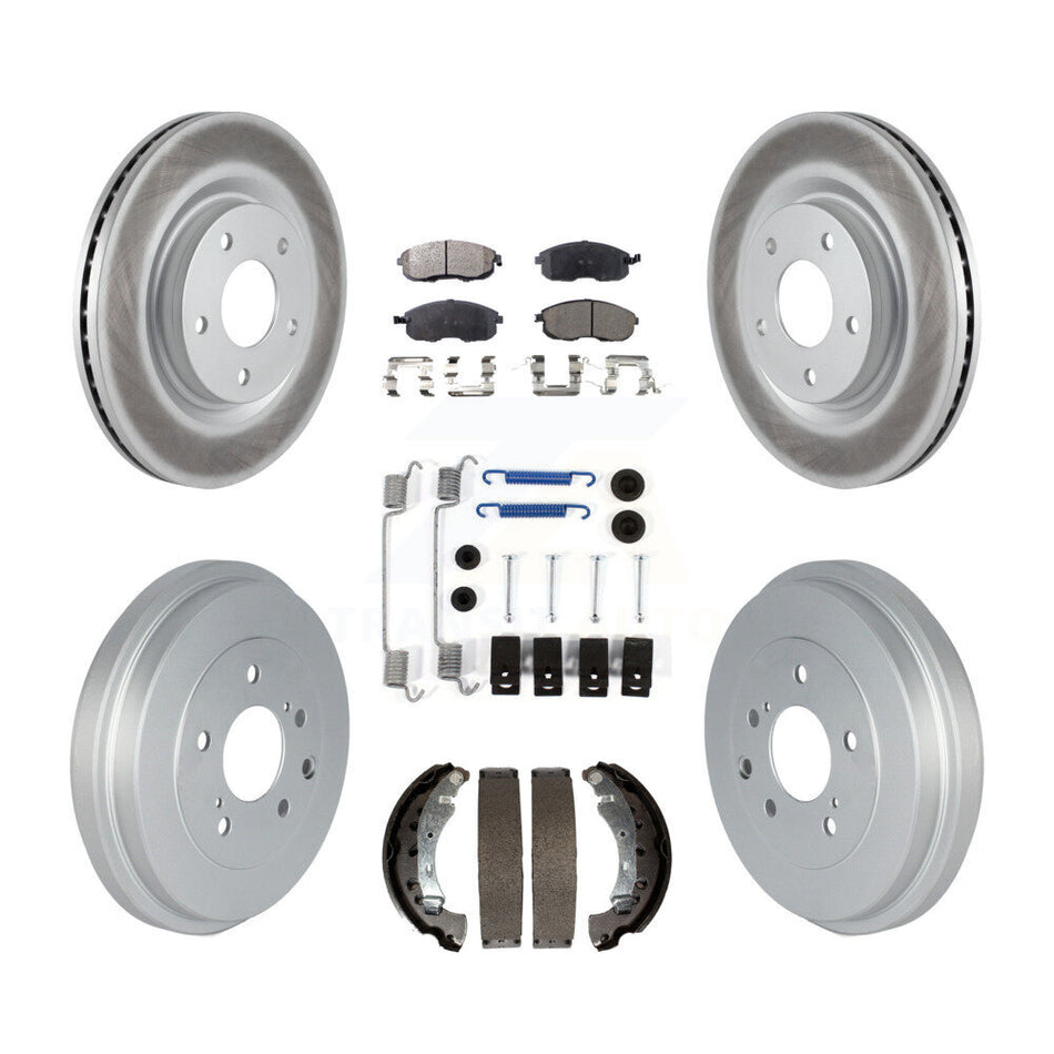 Front Rear Coated Brake Rotor Ceramic Pad & Drum Kit (7Pc) For Nissan Sentra Turbocharged KGT-102496