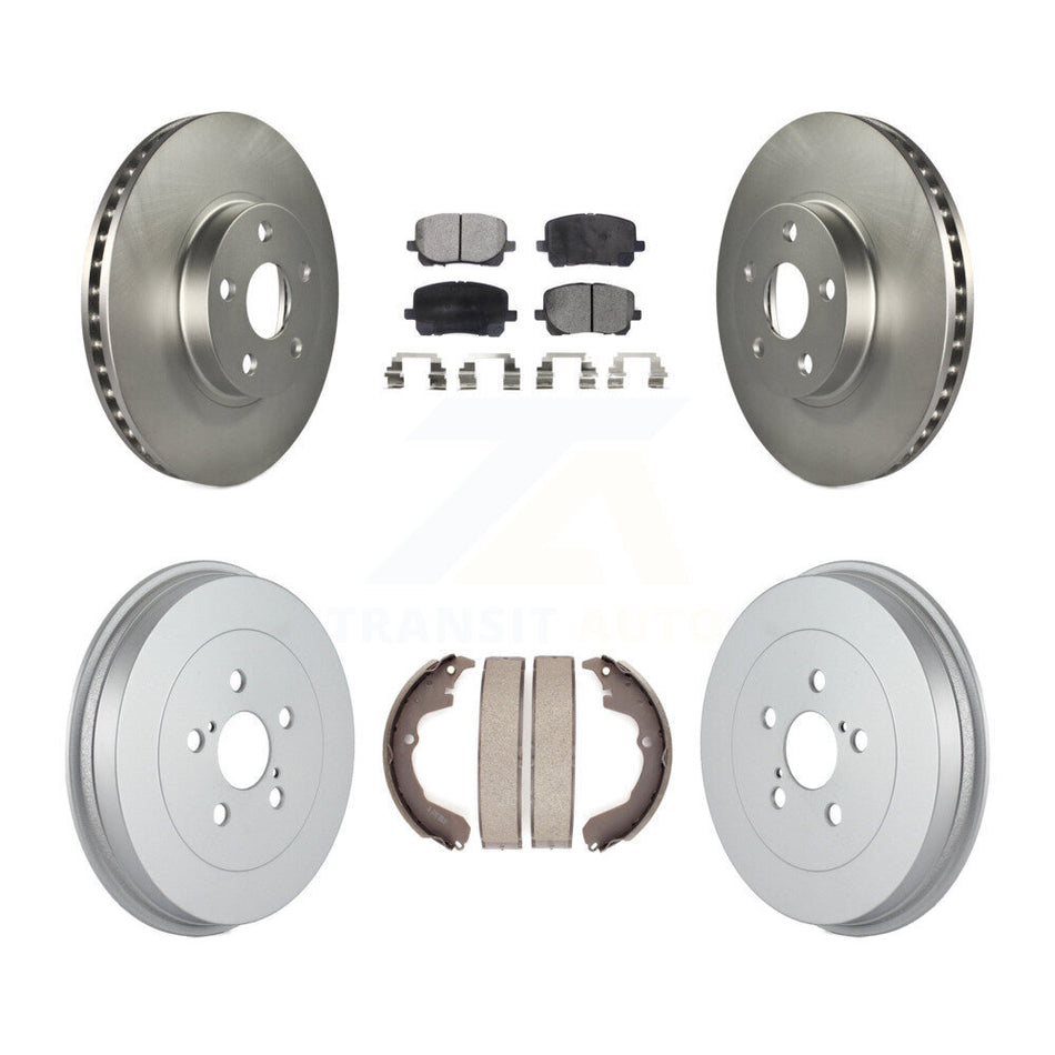 Front Rear Coated Disc Brake Rotors Ceramic Pad & Drum Kit For Toyota Matrix Pontiac Vibe KGT-102518