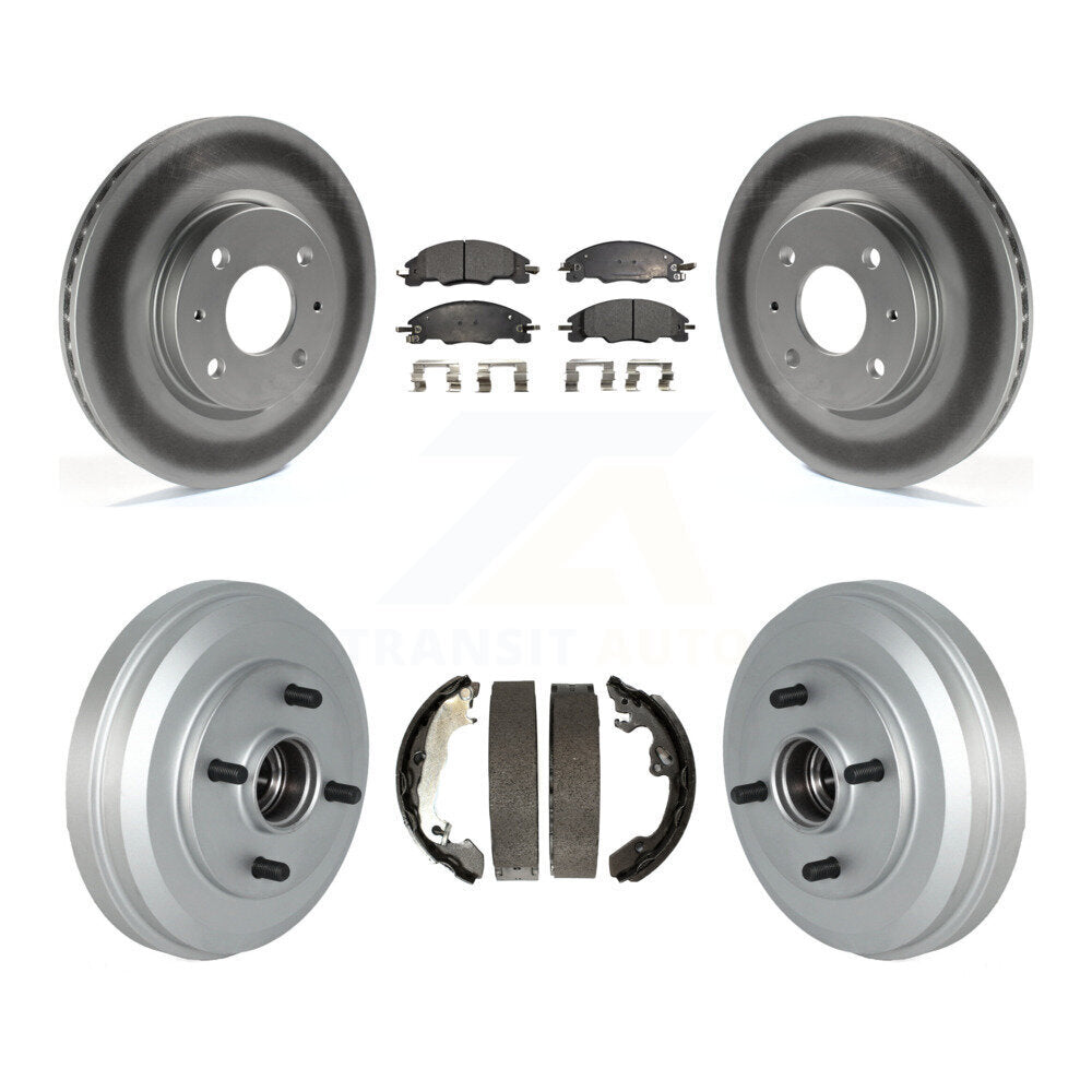 Front Rear Coated Disc Brake Rotors Ceramic Pads And Drum Kit For 2009-2011 Ford Focus KGT-102519