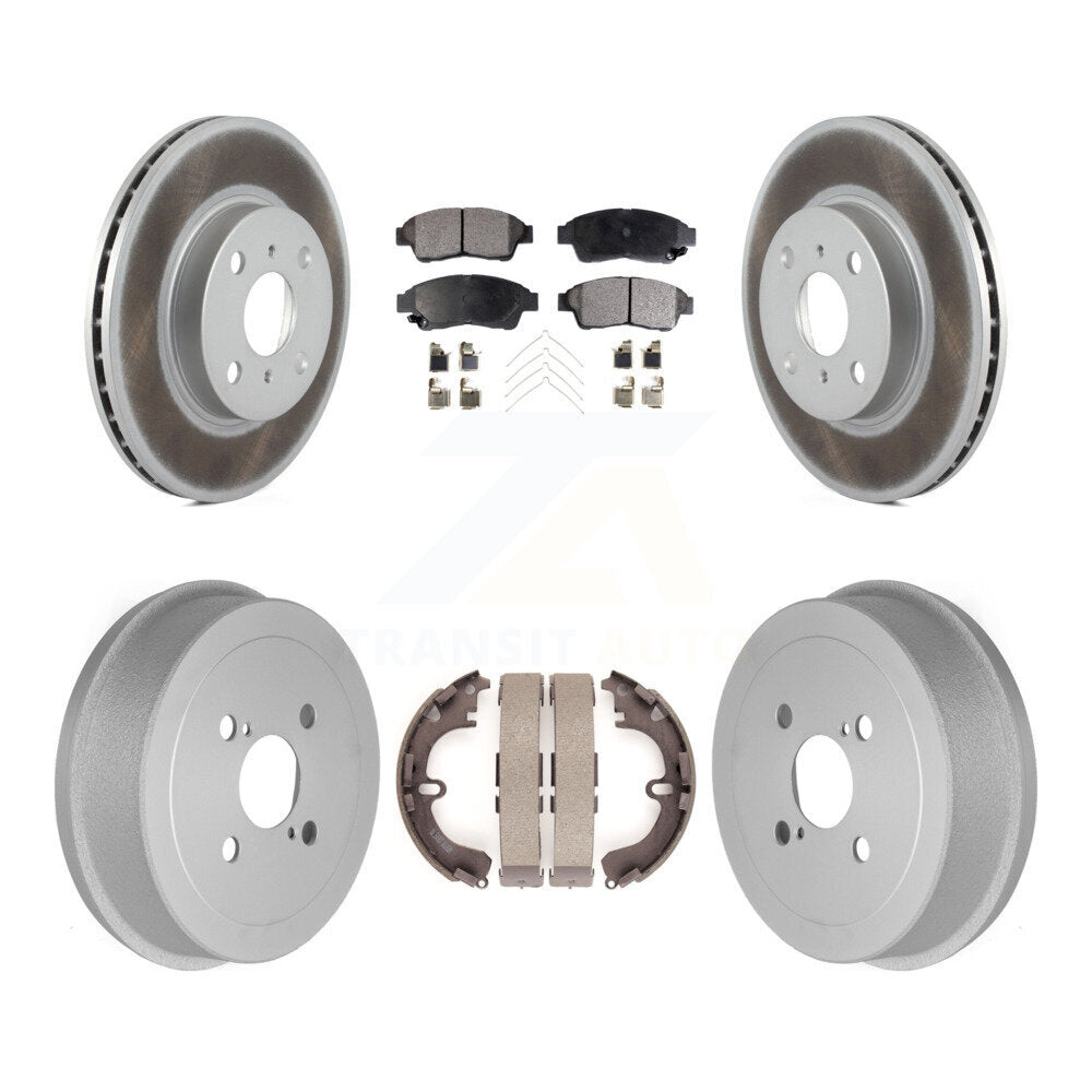 Front Rear Coated Brake Rotor Ceramic Pad Drum Kit For 1993-1997 Toyota Corolla Geo Prizm KGT-102520