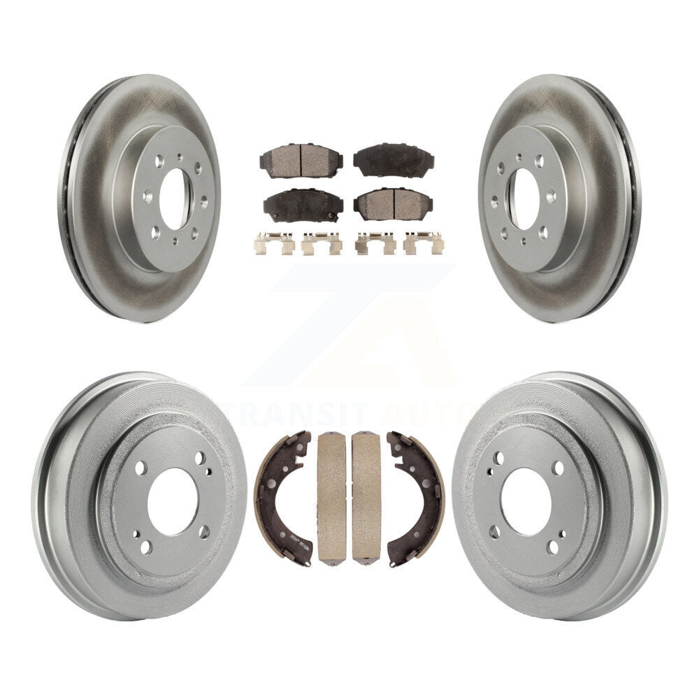Front Rear Coated Disc Brake Rotors Ceramic Pads And Drum Kit For Honda Civic KGT-102528