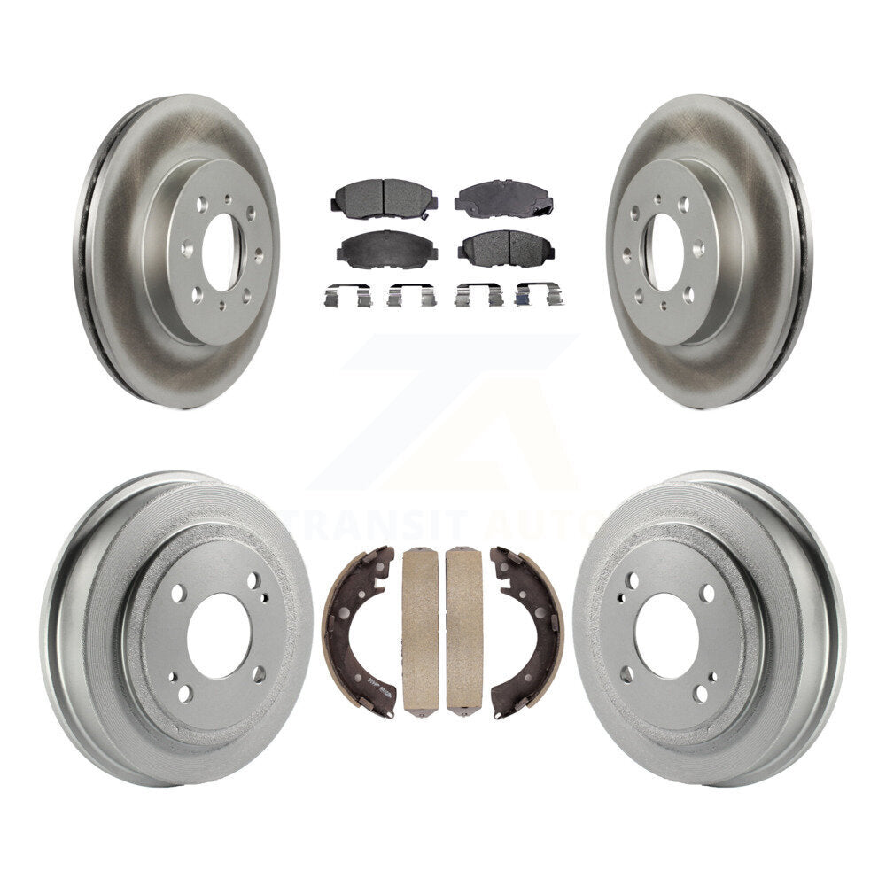 Front Rear Coated Disc Brake Rotors Ceramic Pads And Drum Kit For Honda Civic Acura EL KGT-102529