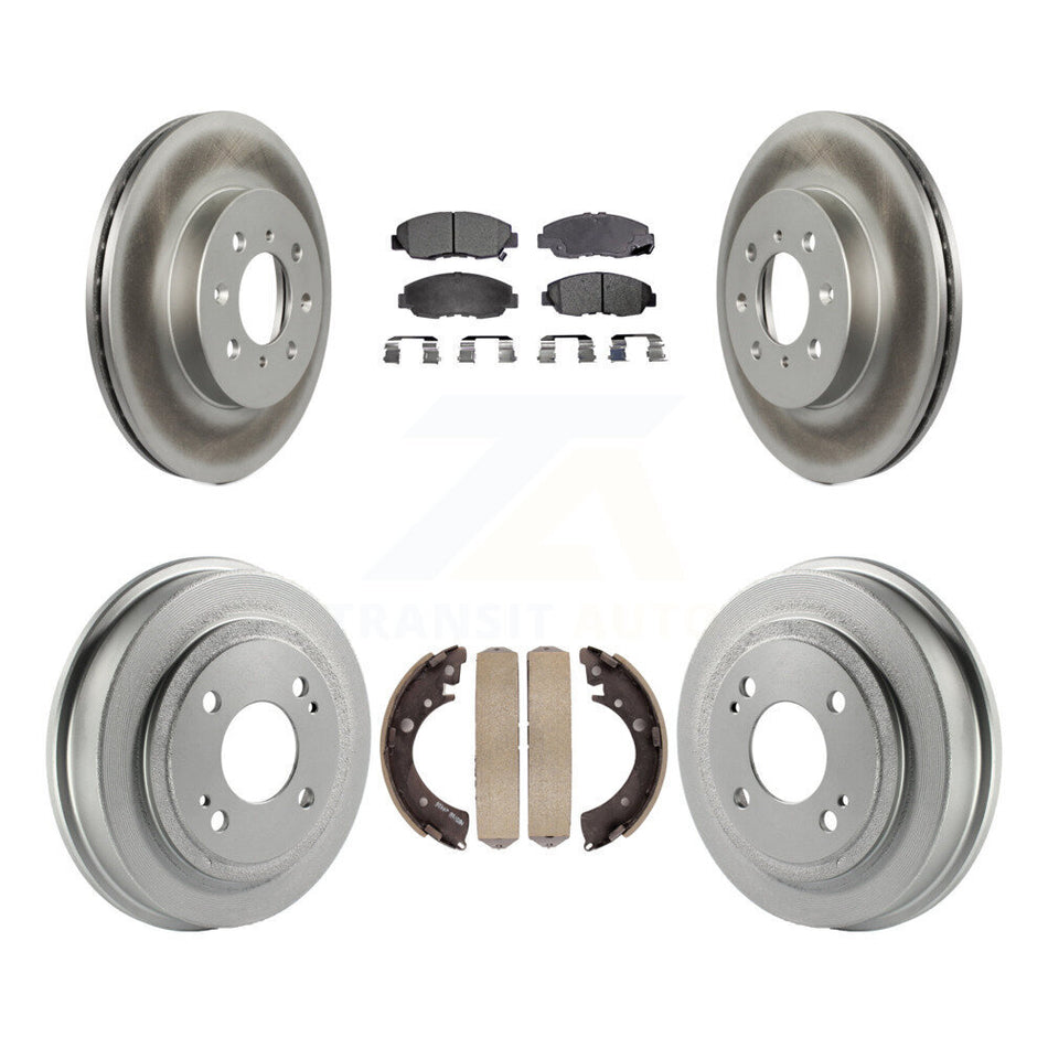 Front Rear Coated Disc Brake Rotors Ceramic Pads And Drum Kit For Honda Civic Acura EL KGT-102529