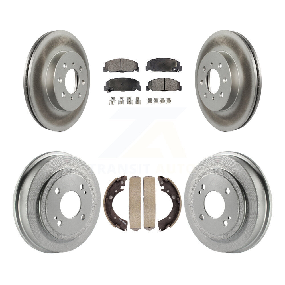Front Rear Coat Brake Rotor Ceramic Pad Drum Kit For 1997 Honda Civic LX with 4-Wheel ABS KGT-102531