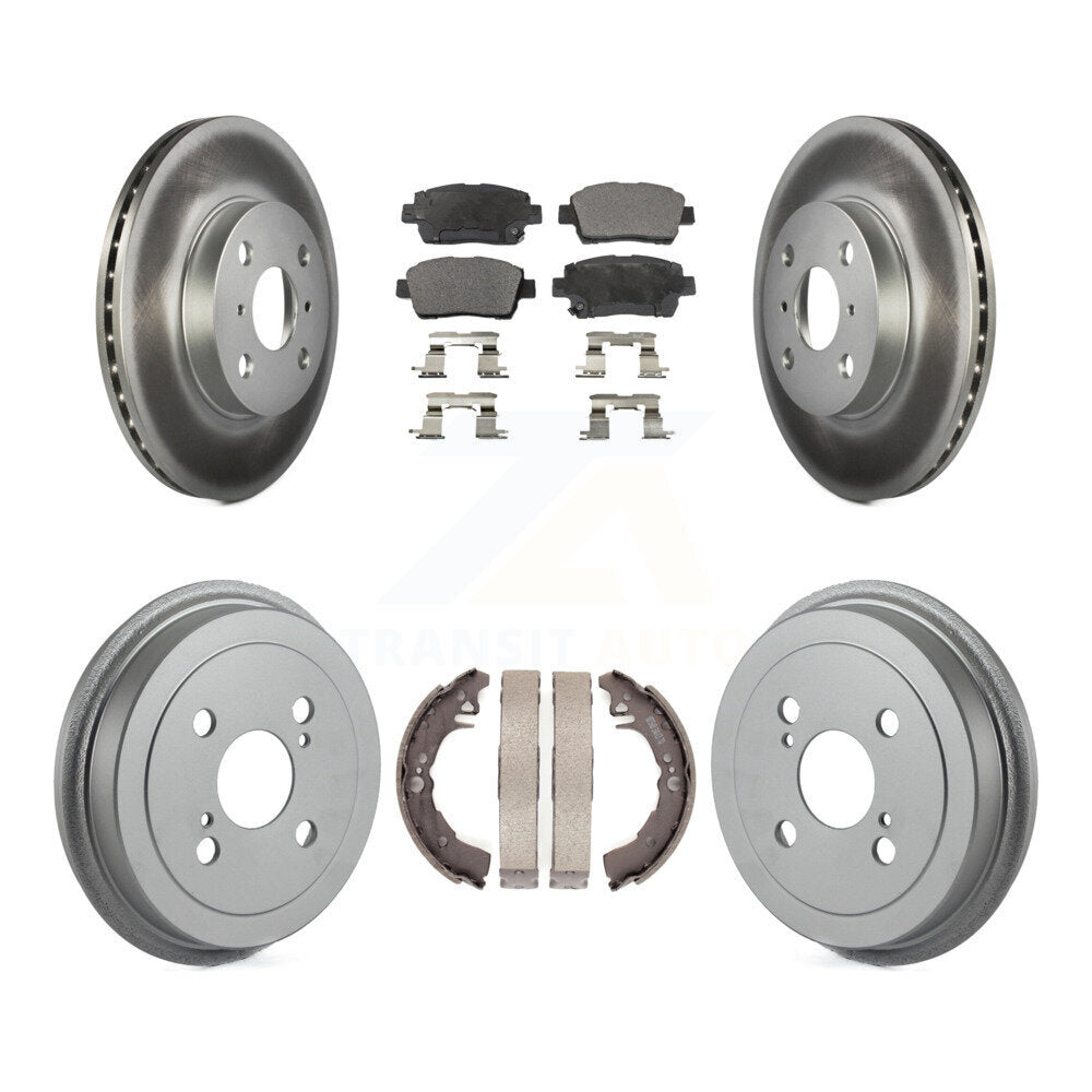 Front Rear Coated Disc Brake Rotors Ceramic Pads And Drum Kit For 2001-2005 Toyota Echo KGT-102532