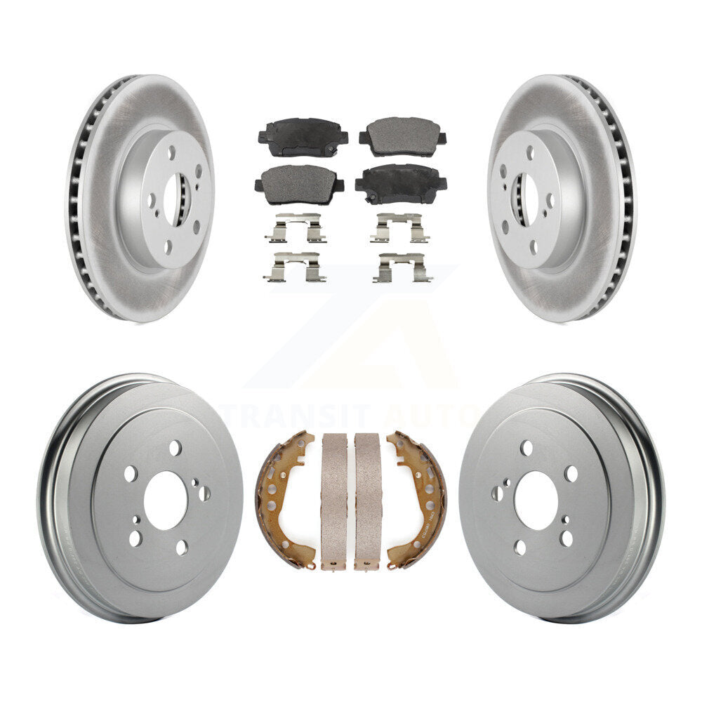 Front Rear Coated Disc Brake Rotors Ceramic Pads And Drum Kit For 2004-2008 Toyota Prius KGT-102544